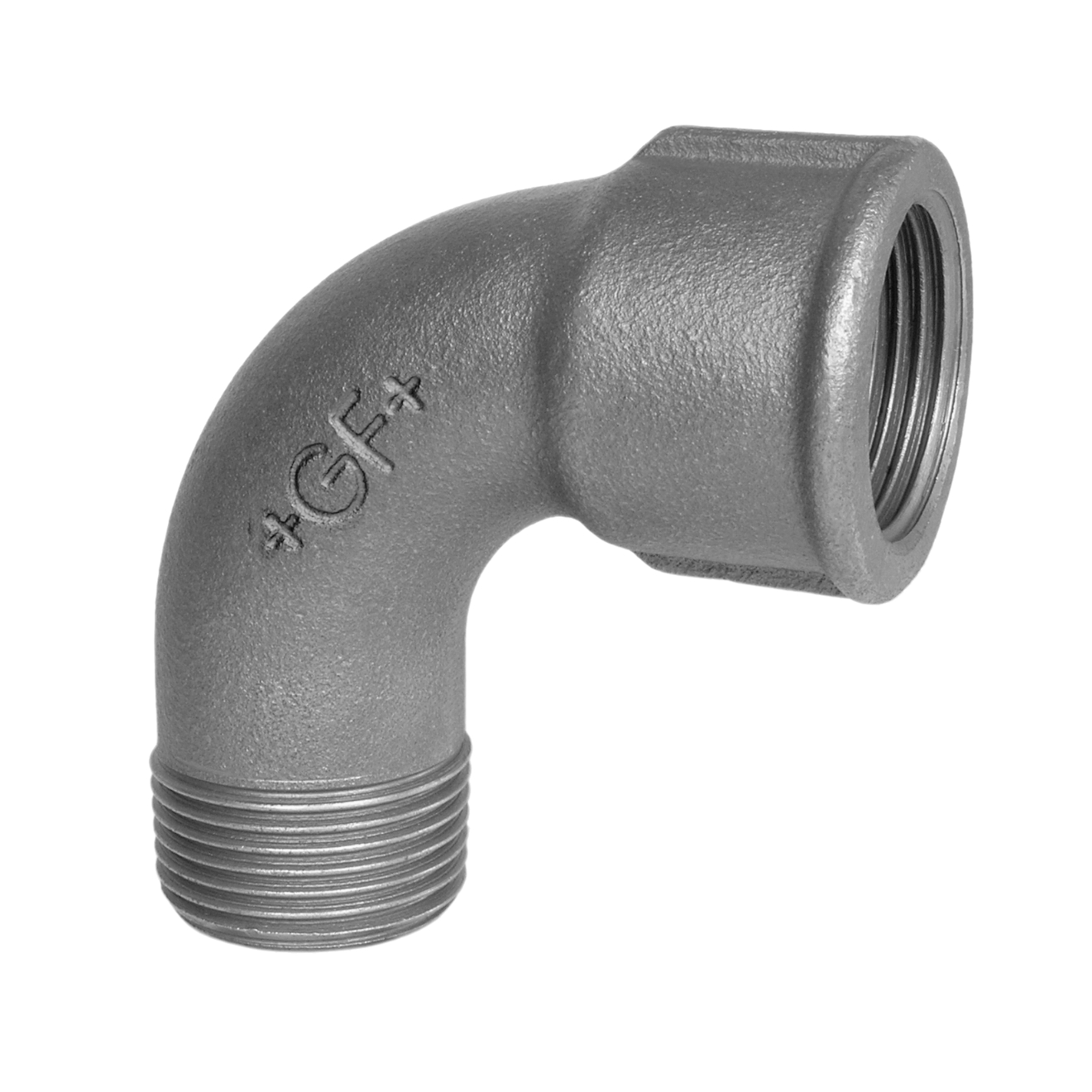 Temperguss 90° Bogen 1 1/2“ AG x 1 1/2“IG Verzinkt