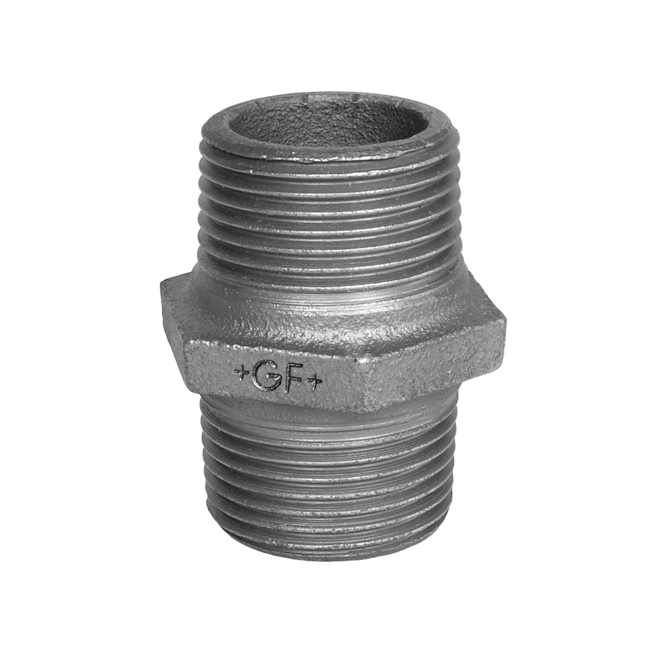 Temperguss Doppelnippel 1 1/2“ AG Verzinkt