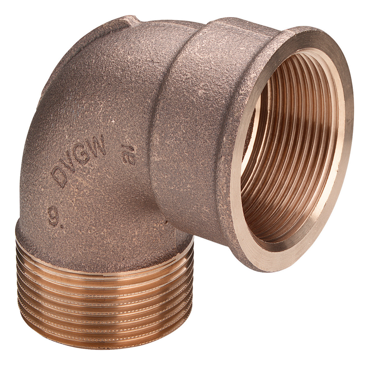 Winkel 90° 1 1/2" AG x 1 1/2" IG Rotguss