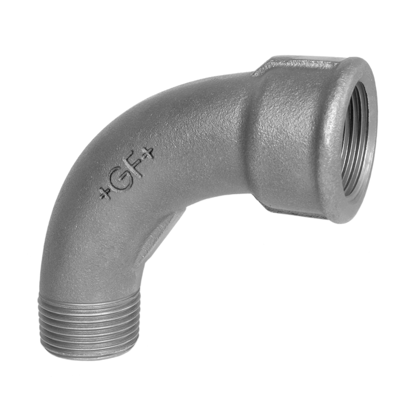 Temperguss 90° Bogen 1 1/2“AG x 1 1/2“IG Verzinkt