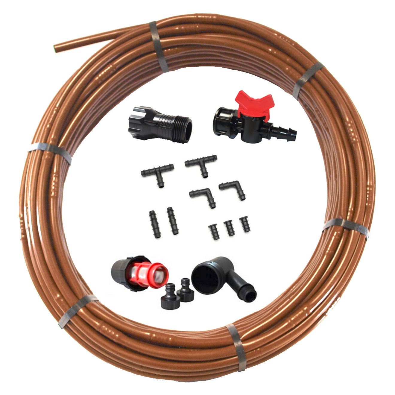 25m Rolle Tropfrohr-Set braun