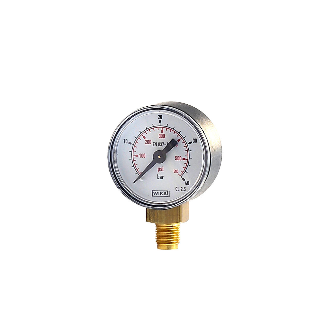 WIKA Manometer UA senkrecht (KU/Ms) G 1/8", Ø 40 mm, -1  – 0 bar